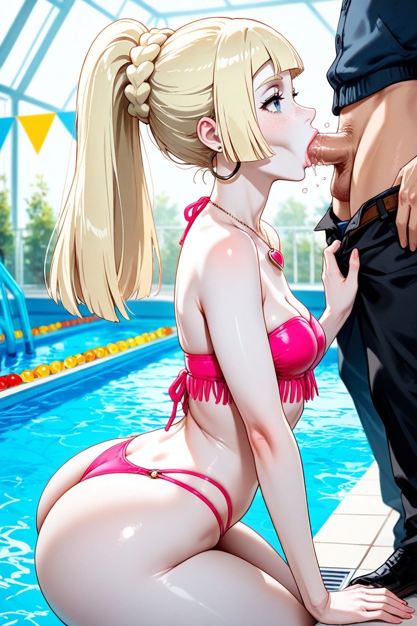 Lillie From Pokemon, Sunny Day, Woman Has Soft Pale Skin AI Porn