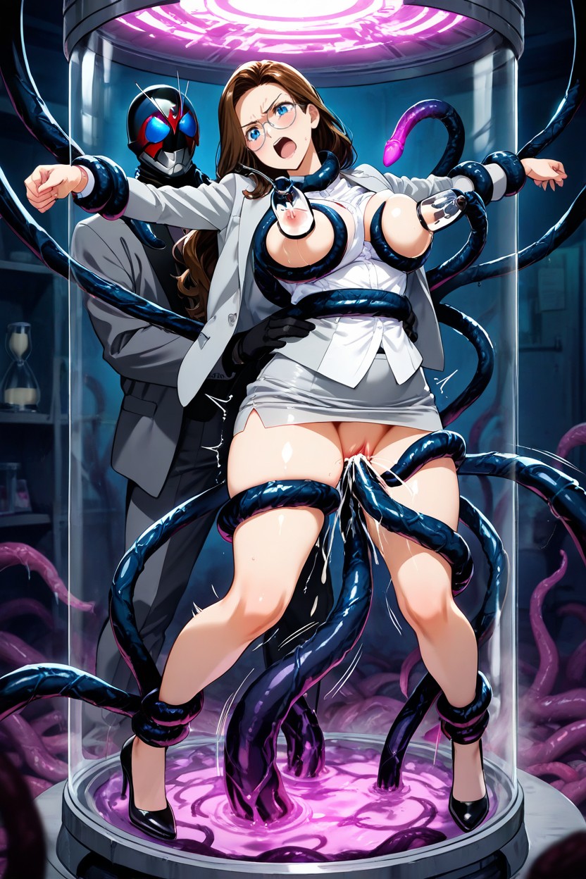 White Dress Shirt, Tentacles Grabbing Breast, Tentacle Milking Breast Hentai IA
