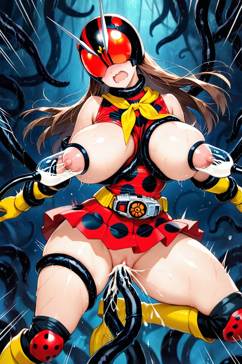 Four Black Buttons On Red Torso, Fucked By Tentacles, Double Penetration Porno IA Hentai