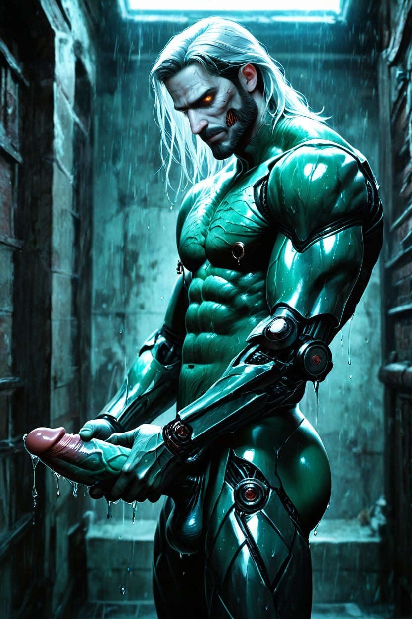 Masturbation, Cybernetic Legs, Thighs And Legs Exposed AI Gay Porn
