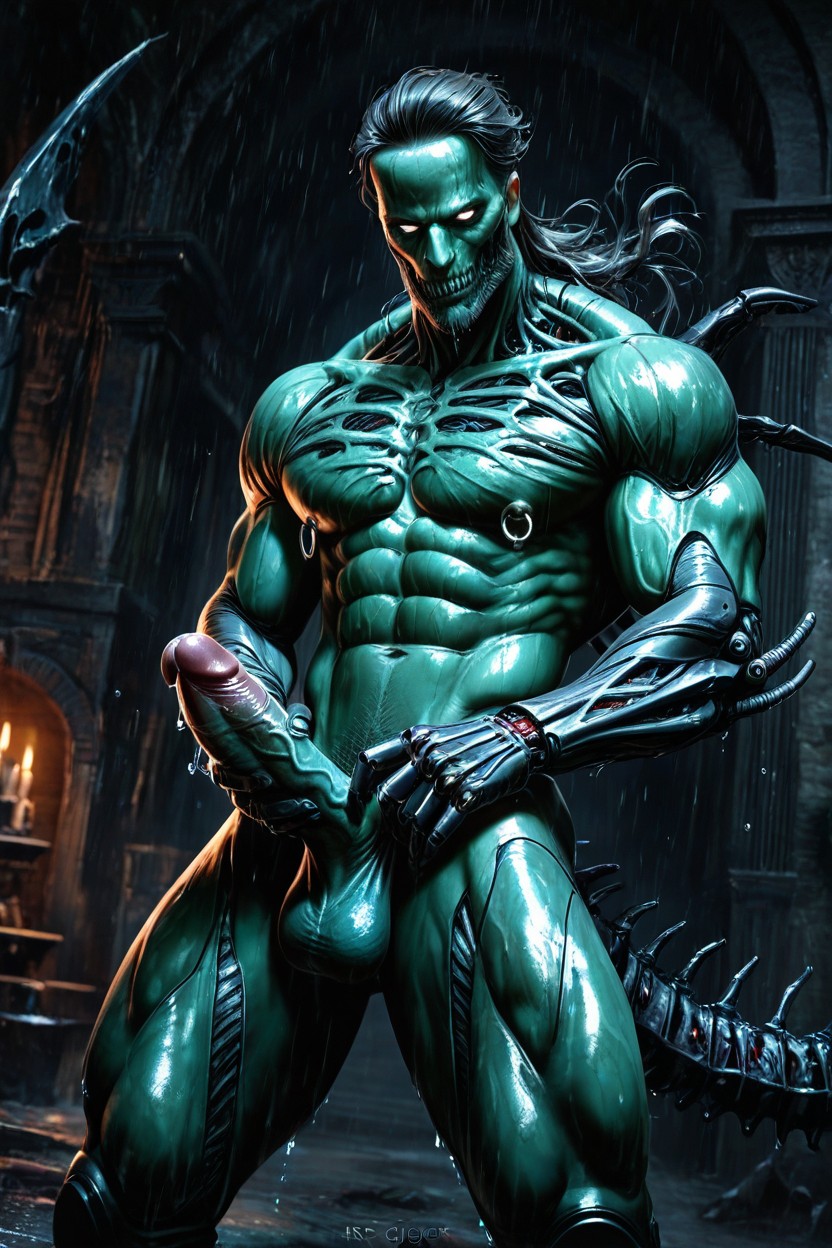 Silver Hair, Dynamic Pose, Naked Torso With Sculpted Chest And Stomach AI Gay Porn
