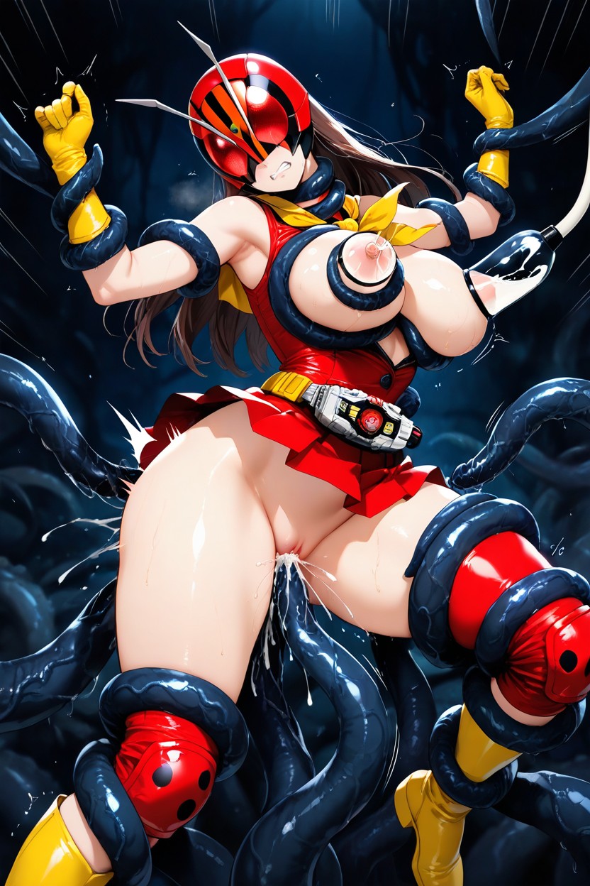 Orgasm, Red Sleeveless Top, Woman Hentai AI Porn
