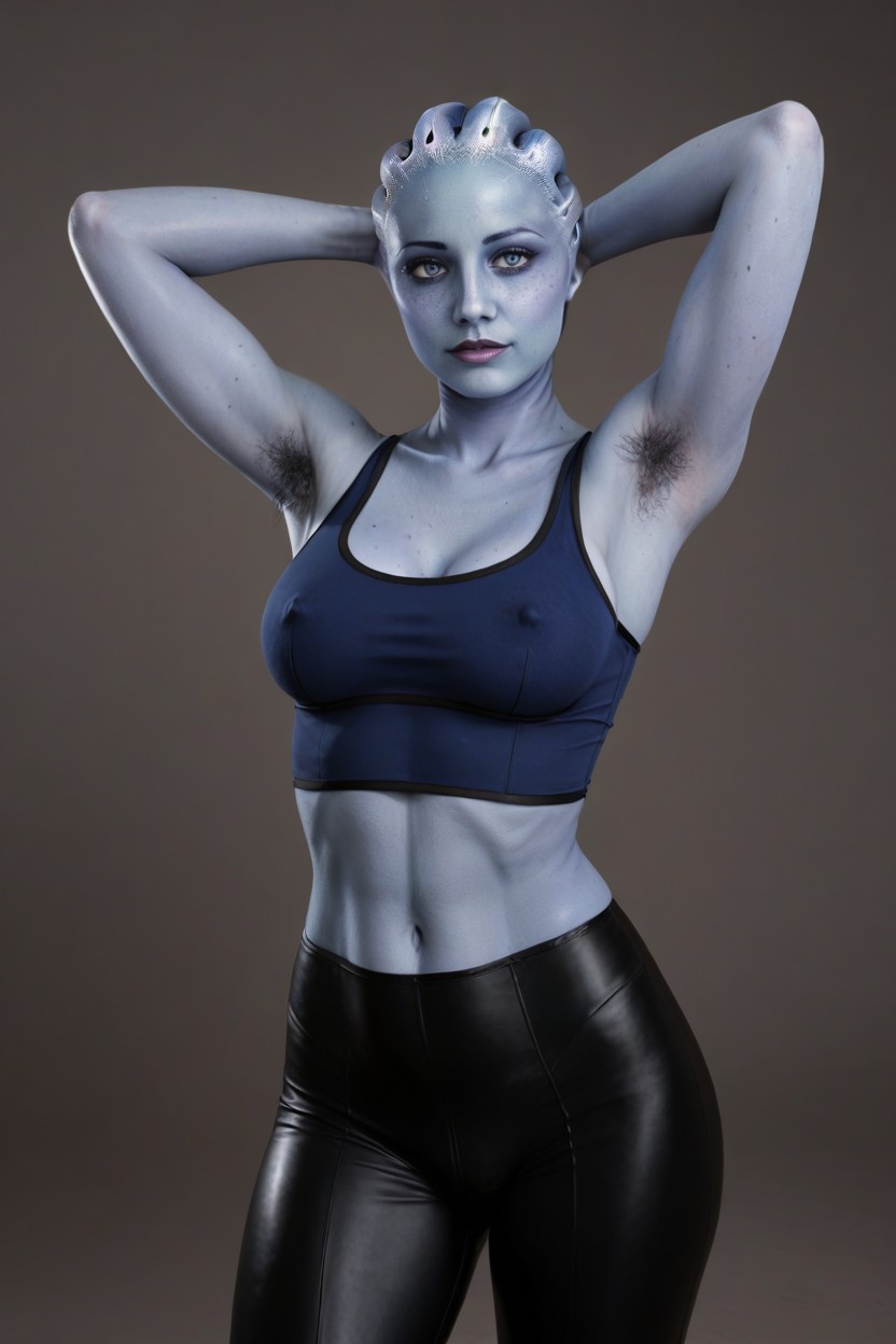 Round Eyes, Ribs Visible, Focus On Sexy Waist Porno IA transsexuelle