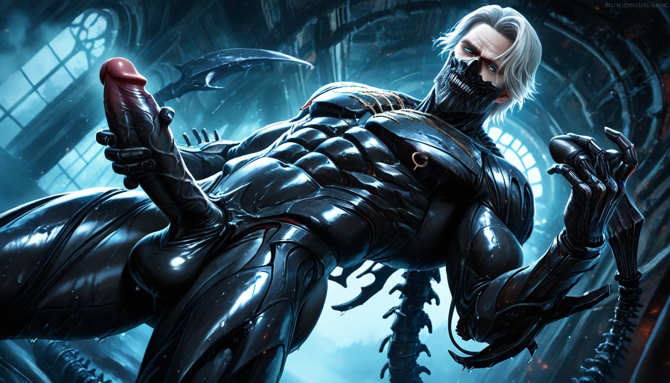 Thighs And Legs Exposed, Light Filtering Through Sinewy Structures, Ribcage Outlined By Organic Ridges AI Gay Porn