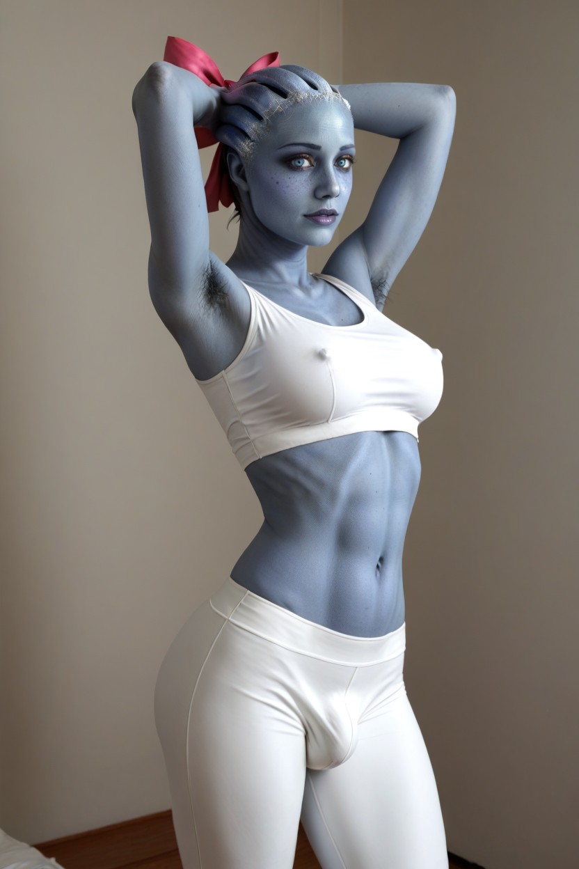 Full Blue Skin, Tight Belly, Extra Detail In Eyes Shemale AI Porn