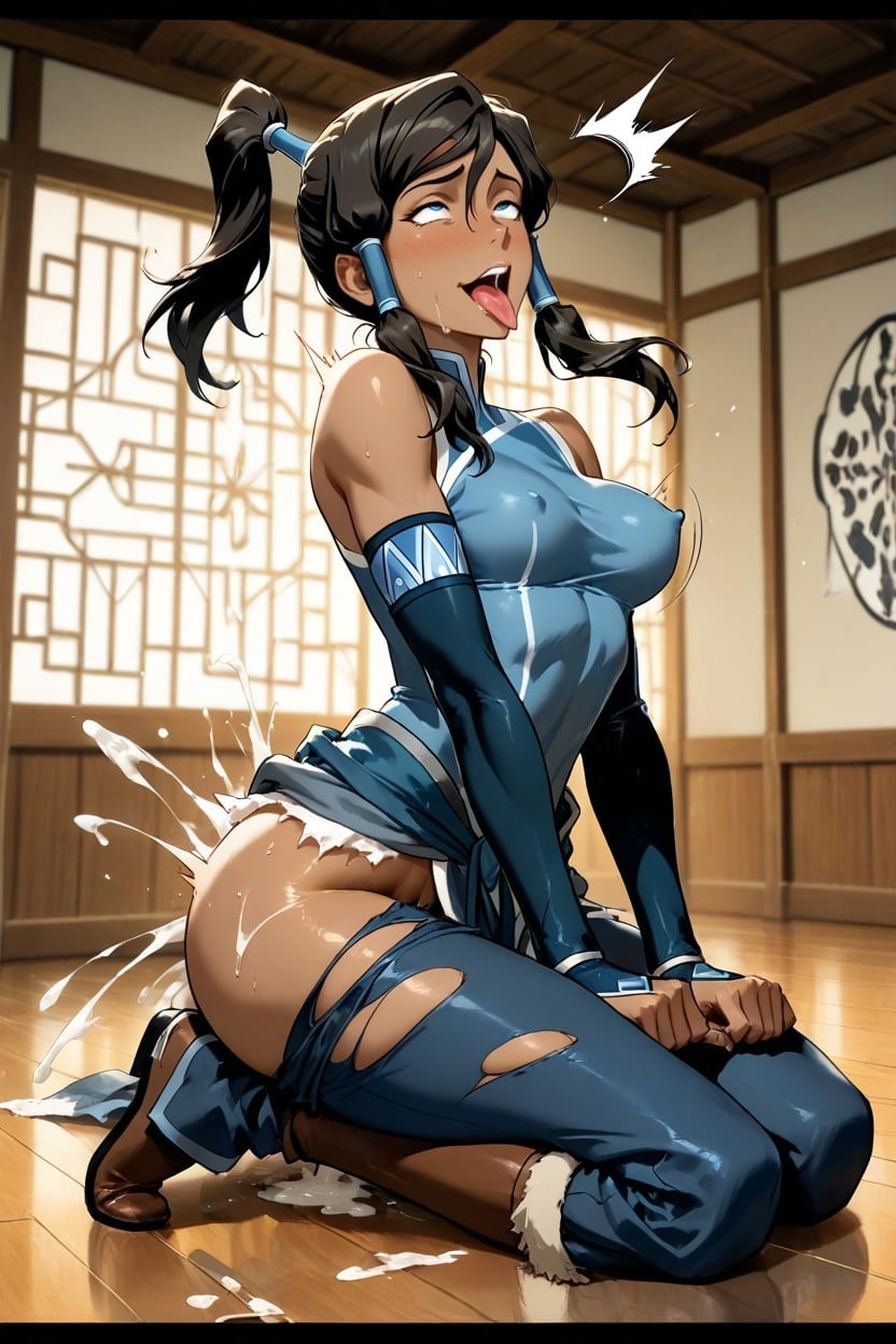 Korra By Many Men, Hyper Tall Body, Ojos Medio Cerrados Hentai IA
