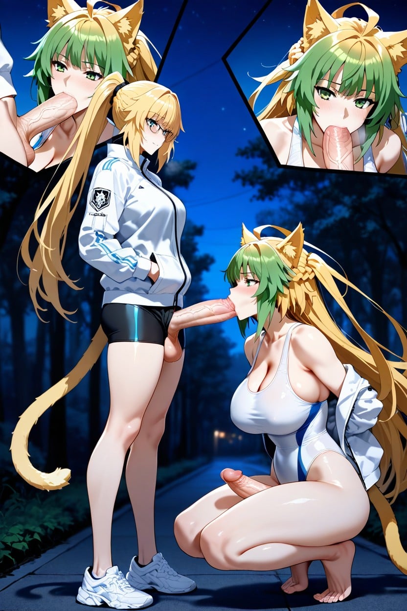 Close Up, Two Futanari, Futanari Atalanta Face Fuck Hentai AI Porn