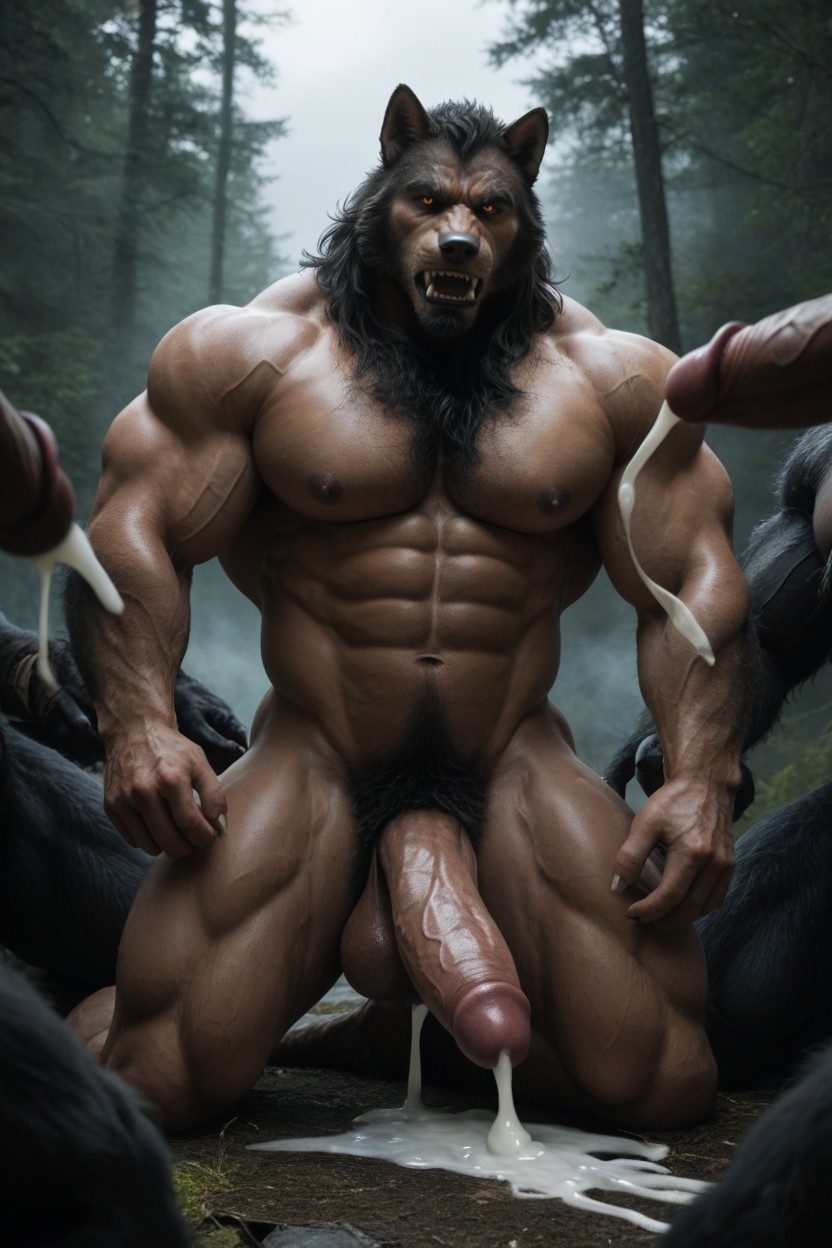 Dark Sky, Bulging Pecs, Their Dicks Are Visible AI Gay Porn