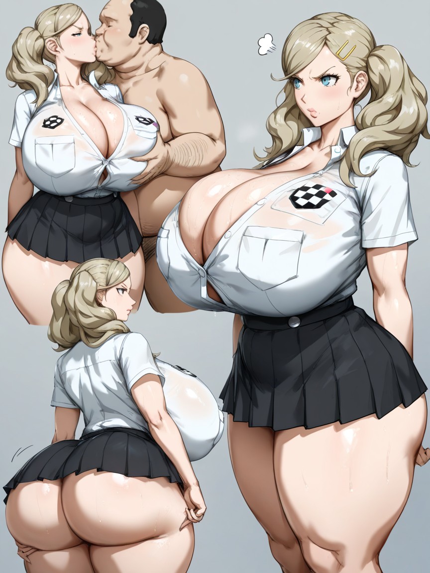 Deep Cleavage, Twintails, Looking Away AI Porn