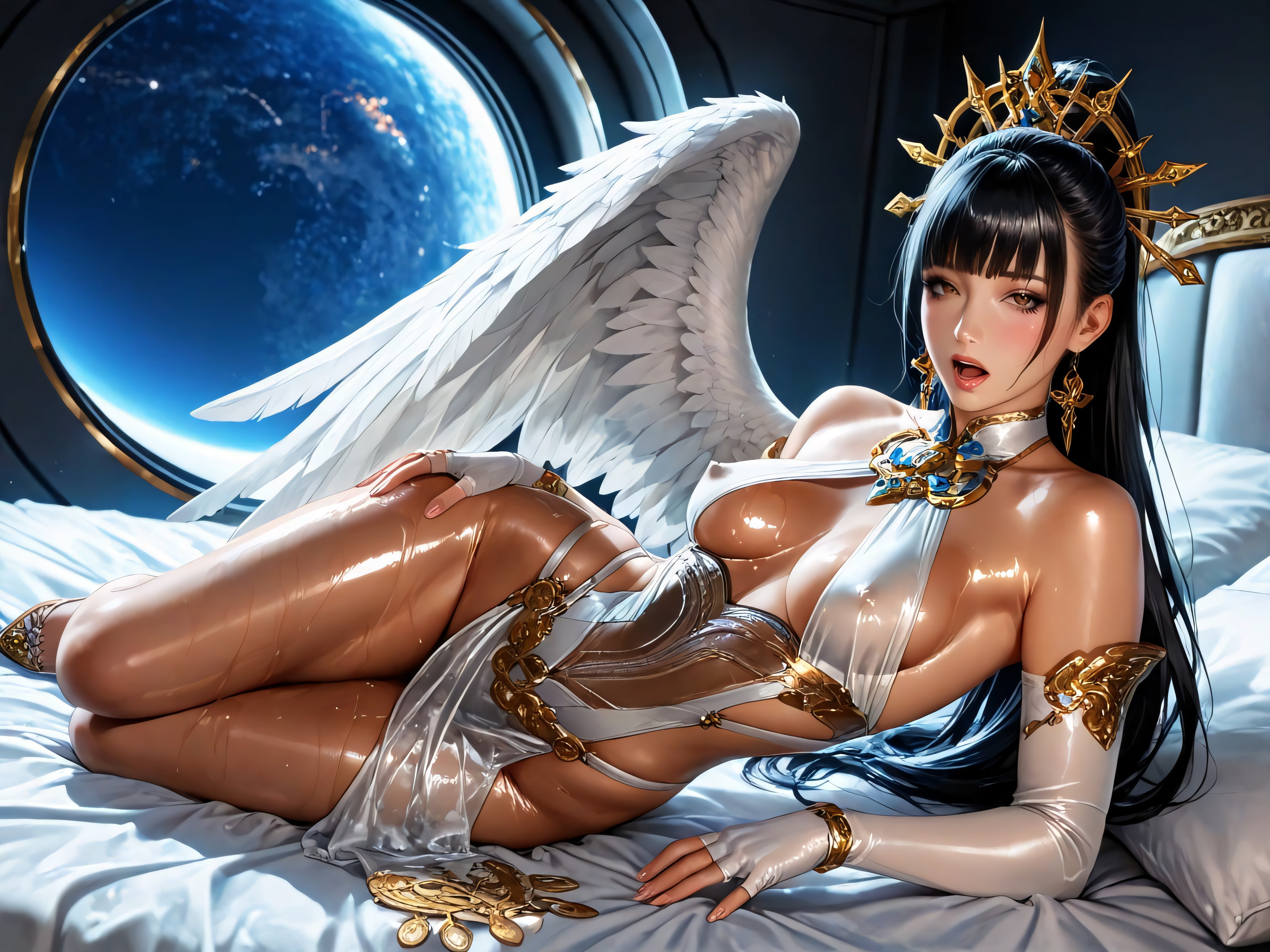 Straight Bangs, Detailed Eyes, Night Upper Atmosphere On The Edge Of Space Hentai AI Porn