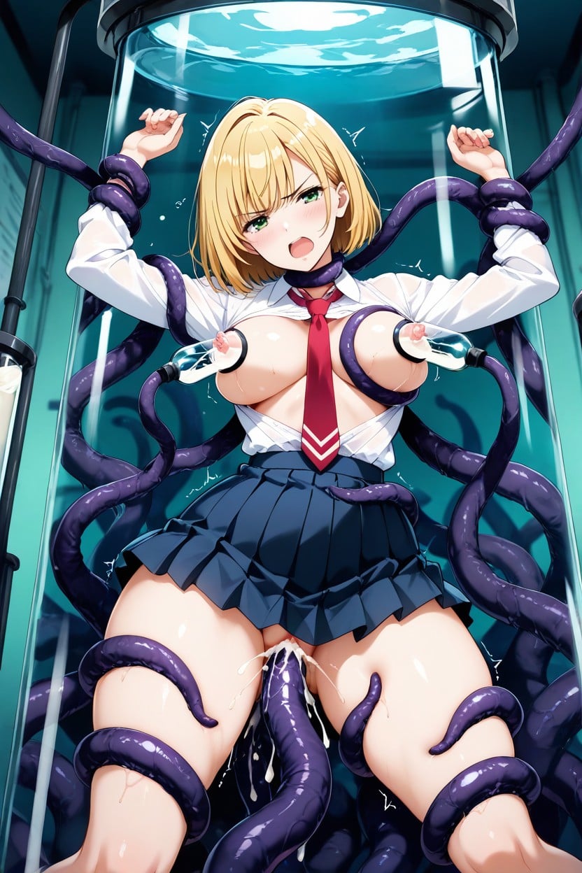 Bright Blonde Hair, Orgasm, Tentacles Grab The Thigh Hentai AI Porn