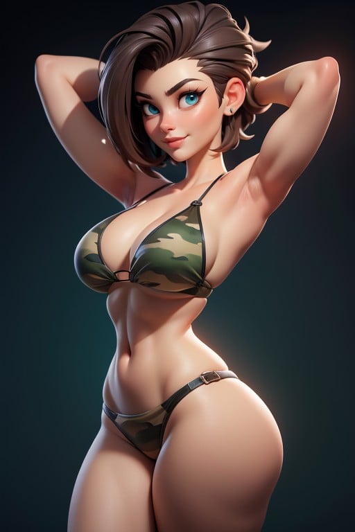 Head Bald On The Sides, Looking Back At Viewer, Tall Curvy And Thick With Perfect Proportions Hentai IA