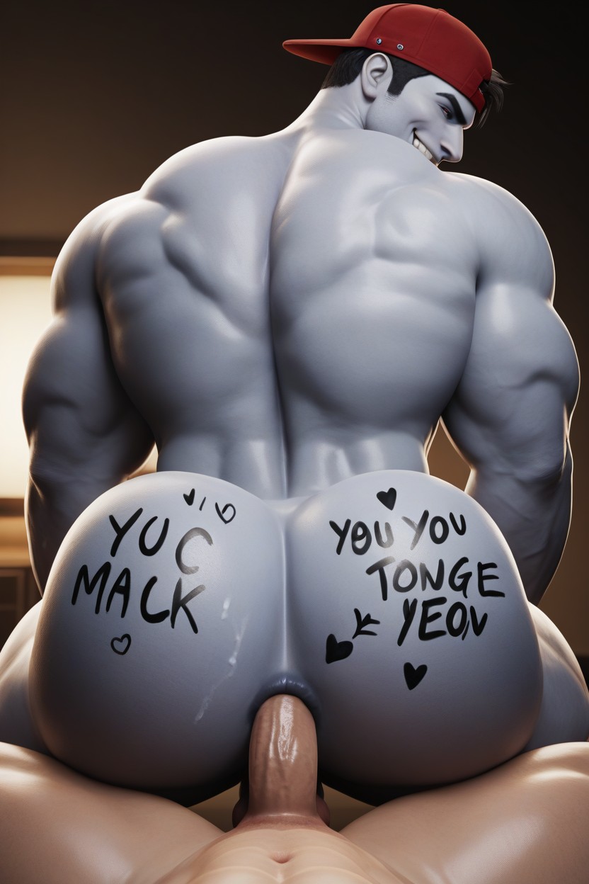 Body Writing, The Man Being Milked Is Gay, Masculine AI Gay Porn