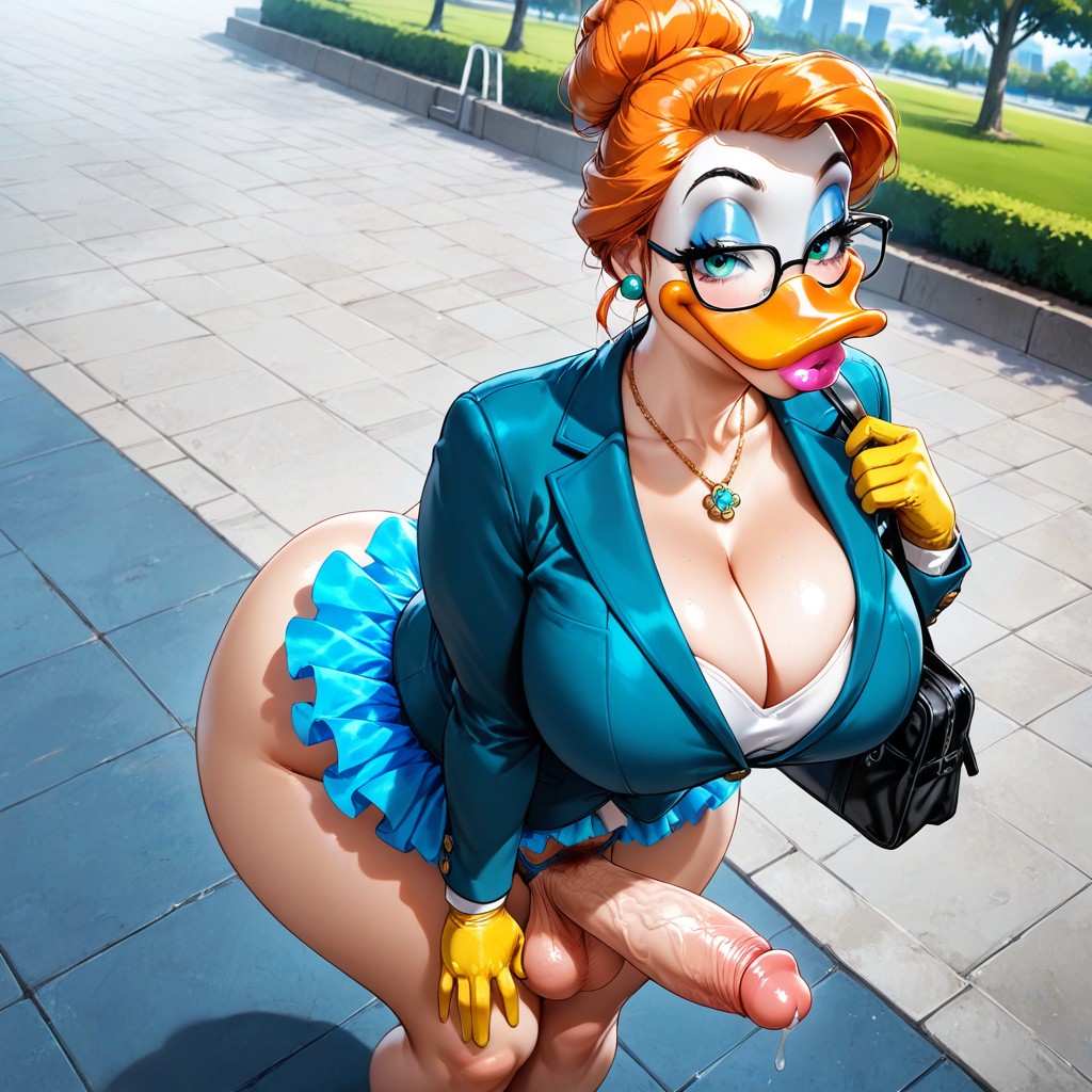 Daisy Duck Face, Pubic Hair, Glasses Hentai AI Porn