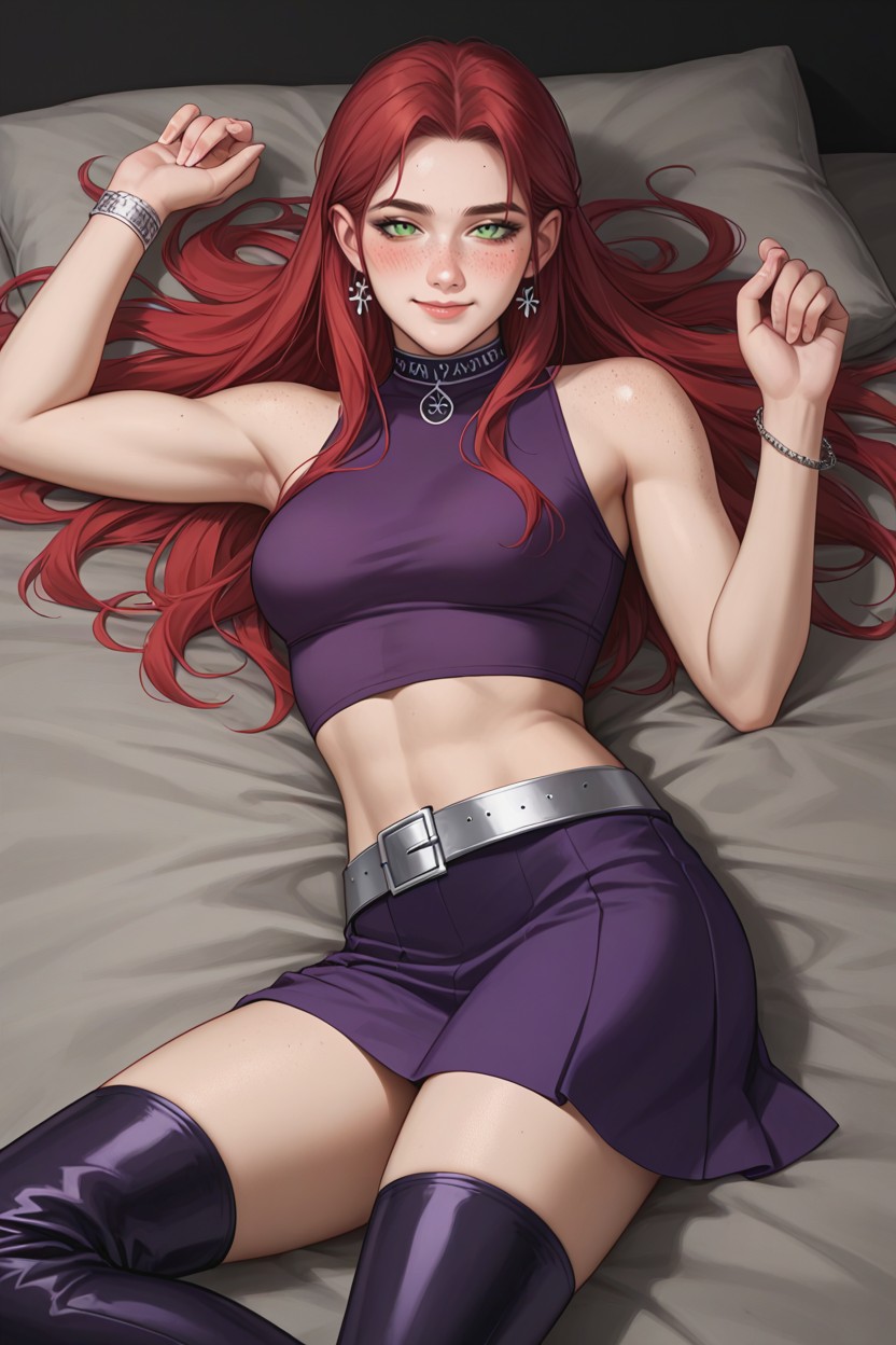 Choker, Red Hair, Looking At Viewer AI Porn