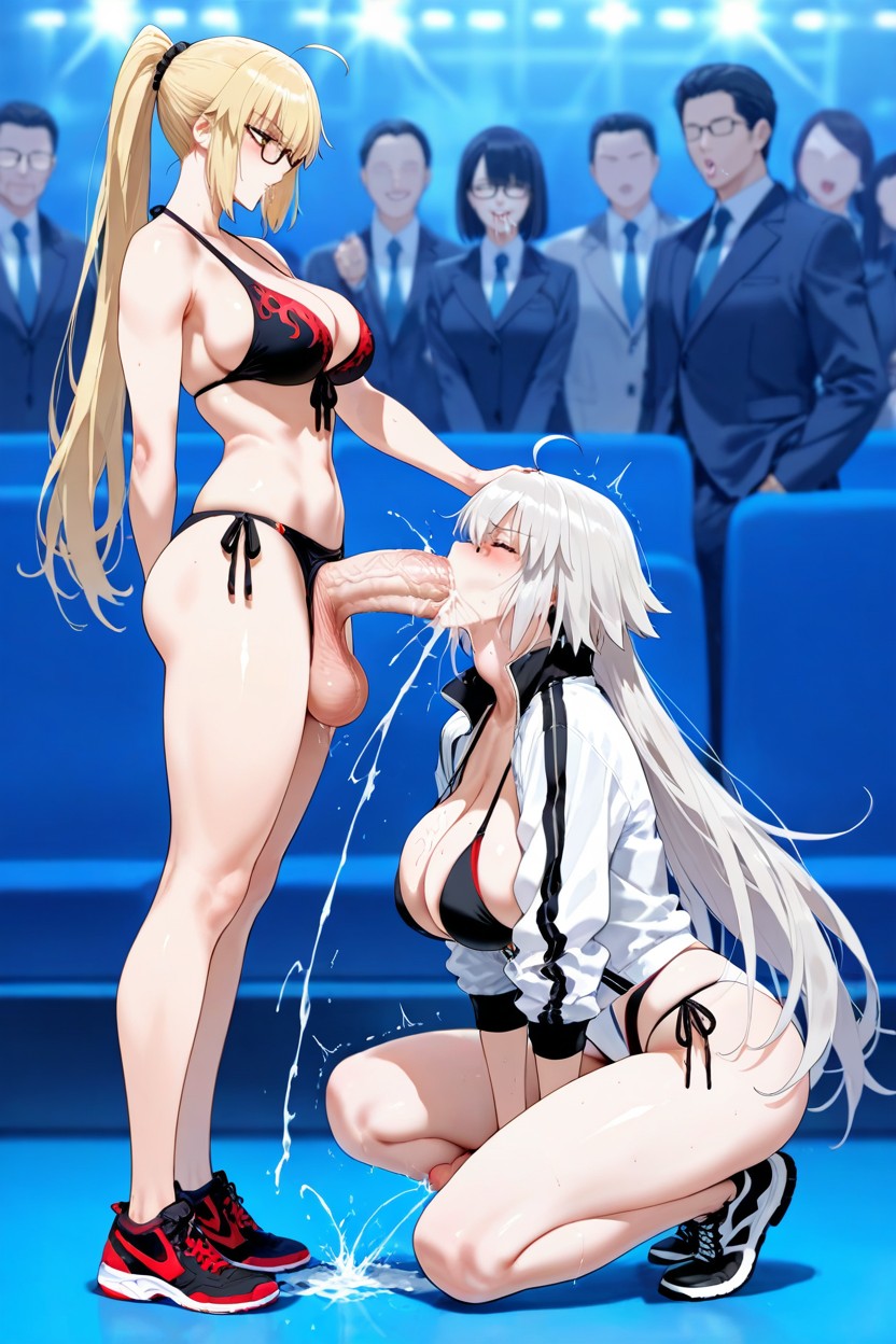 Blonde Jeanne Face Fuck Jeanne Alter, Cleavage, 2 People Hentai AI Porn