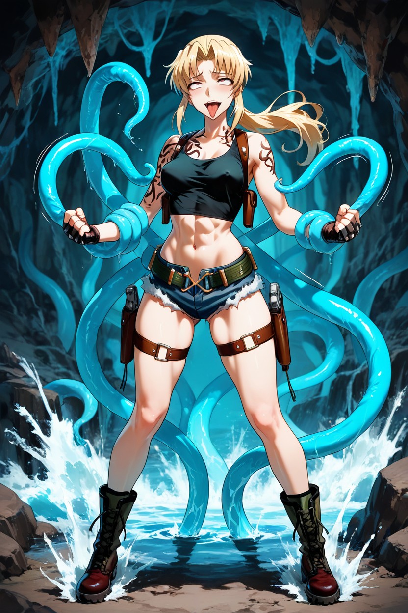 Plentiful Motion Lines, Twin Holsters Belt, Small Ass Hentai AI Porn