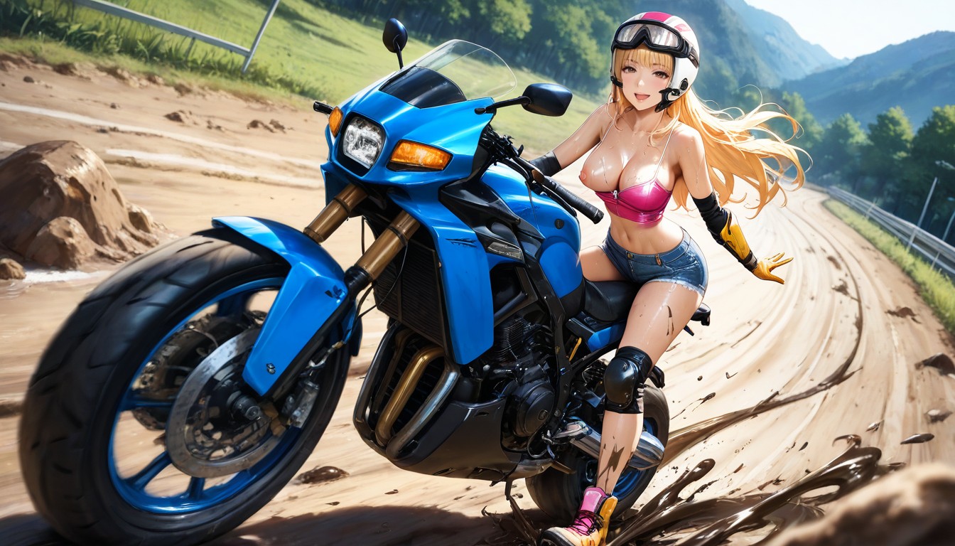 Long Blond Hair, Safety Goggles, Wasp Waist Hentai AI Porn