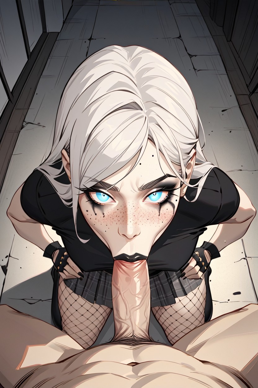 Ojos Azules, Looking At Viewer, Large Empty Room Hentai IA