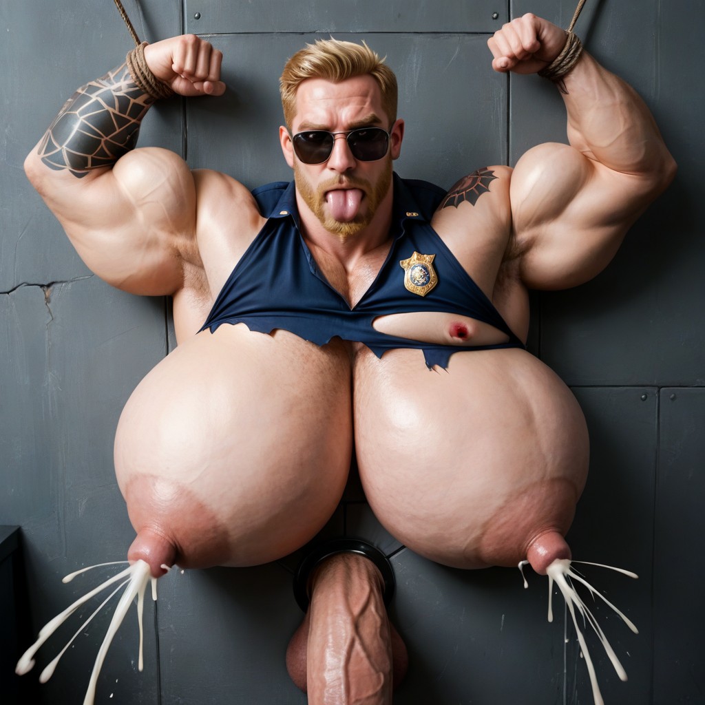 Sunglasses, Tongue Out, Rough Squeeze AI Gay Porn