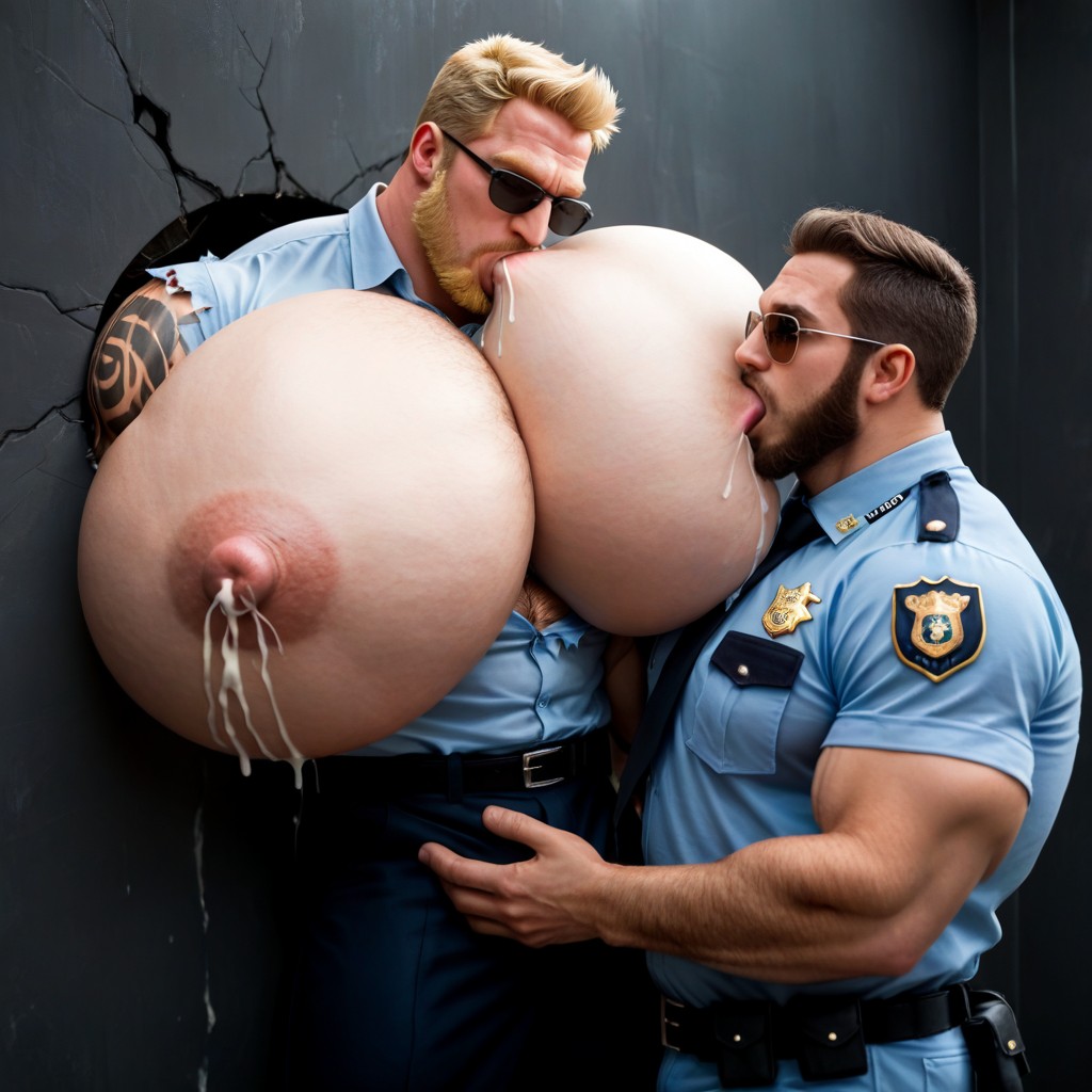 Hyper Boobs, Suck, Upper Body Through Wall AI Gay Porn