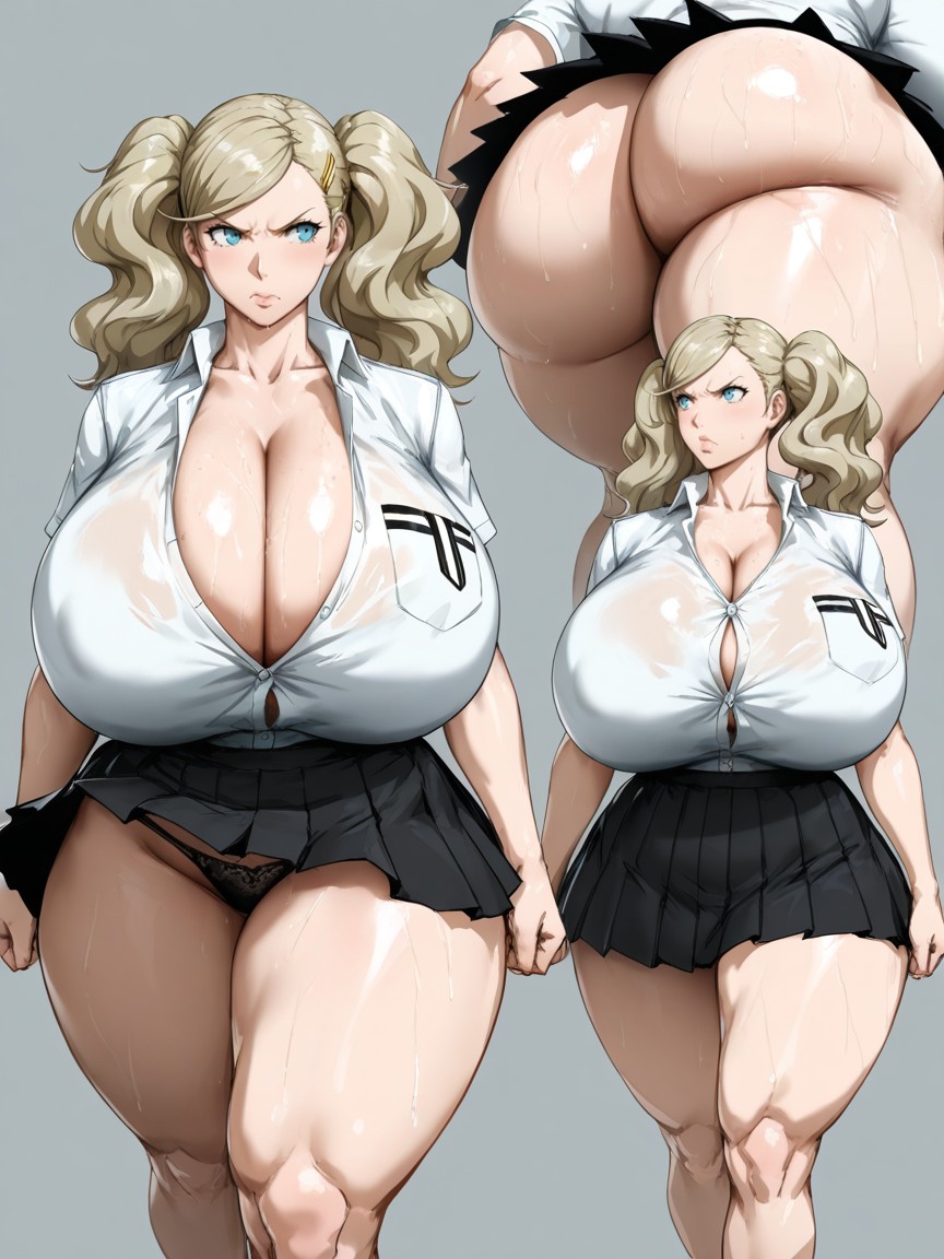 Black Skimpy Pleated Skirt, Angry, Asian AI Porn