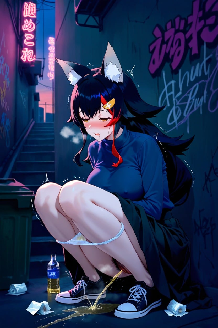 Extremely Insufficient Light, Drunk, Ookami Mio Hentai AI Porn
