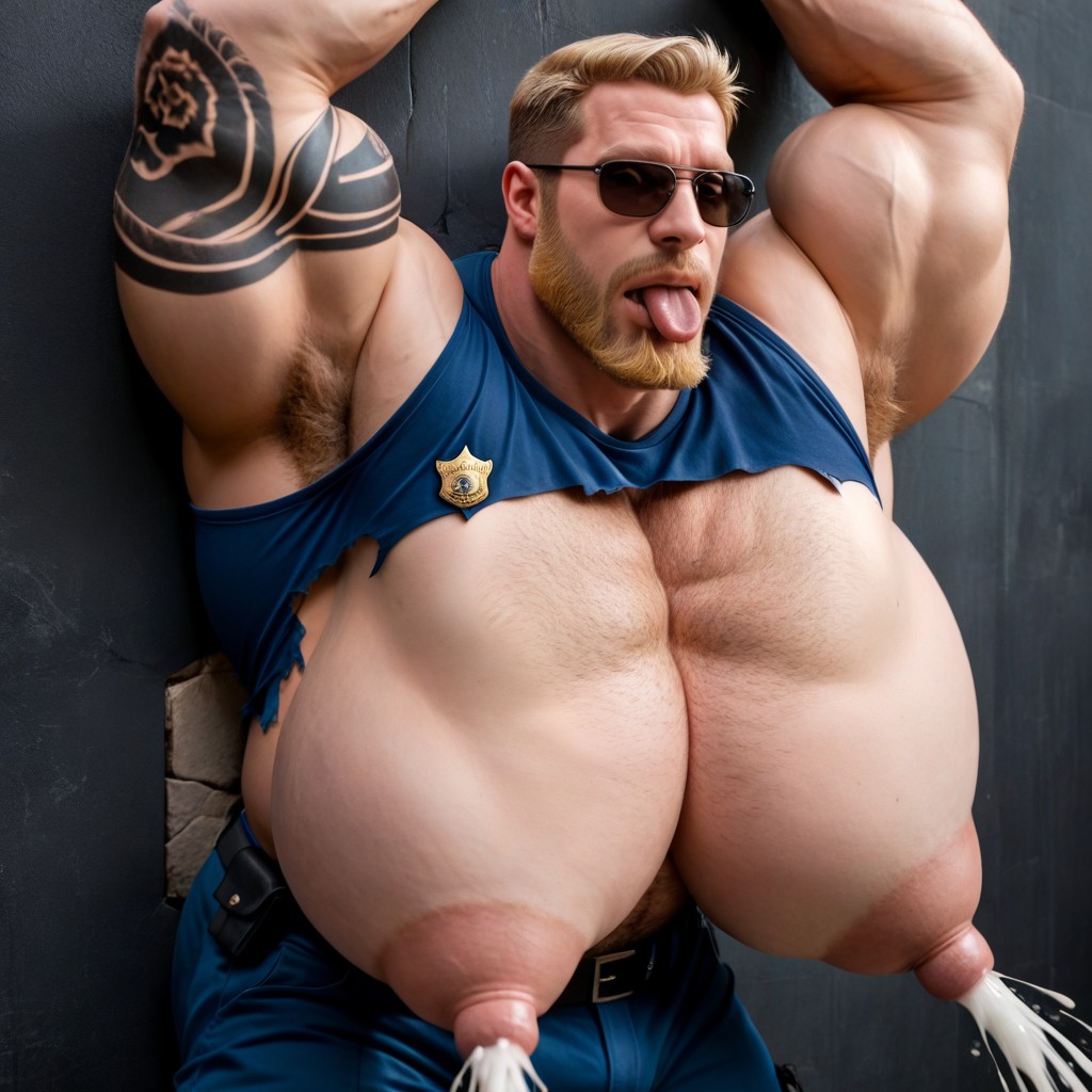 Suckle, Hands Tied Behind Back, A Lot Of Chest Hair AI Gay Porn