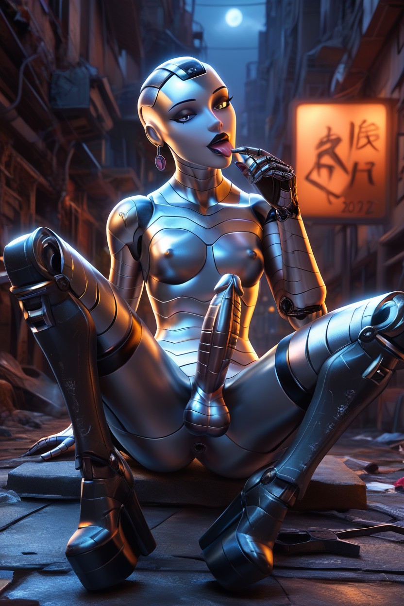 Seductive Look, Solo, Visible Penis Shemale AI Porn