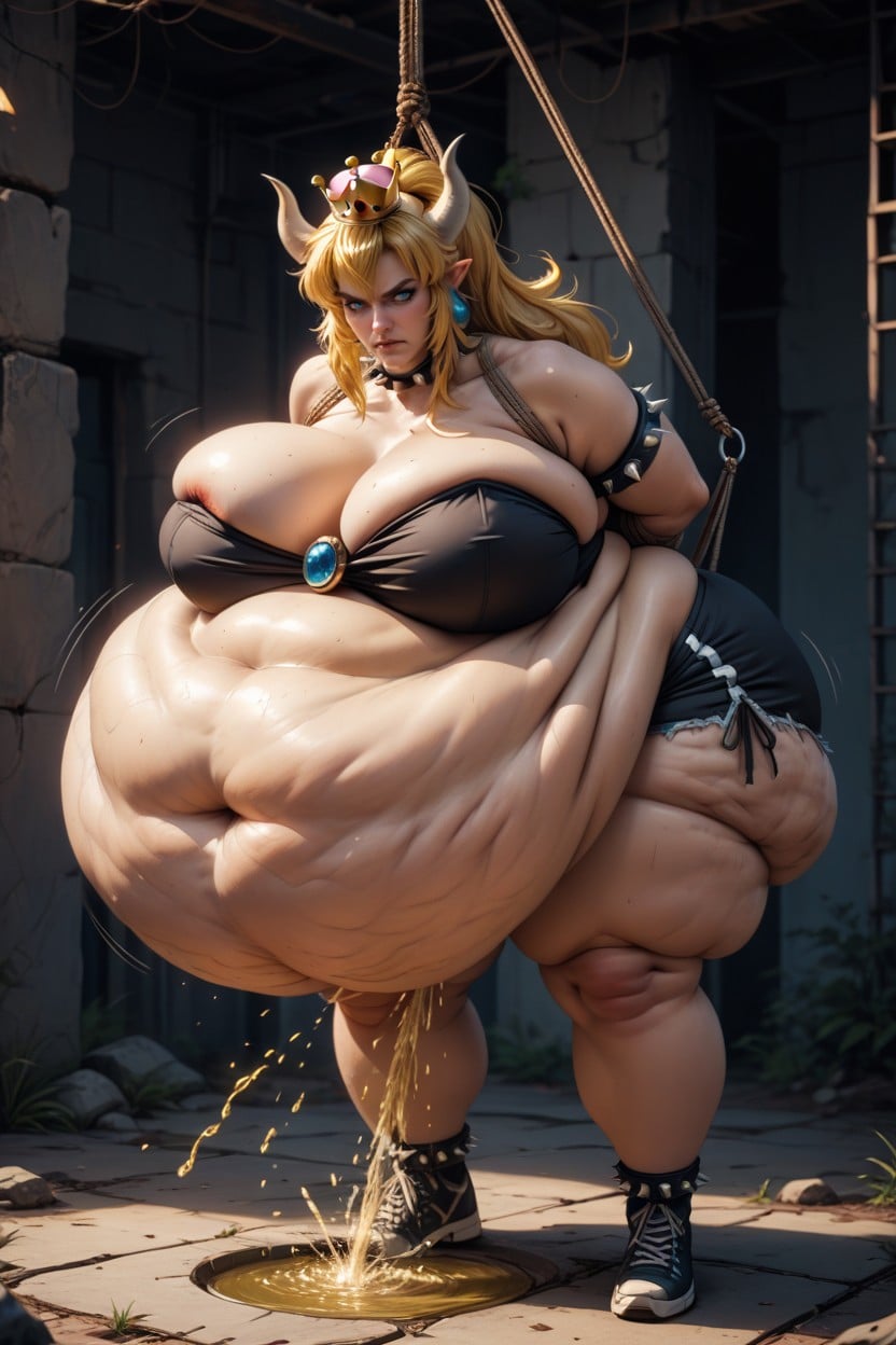 Lopsided Breasts, Morbidly Obese, Extreme Belly Expansion Hentai AI Porn