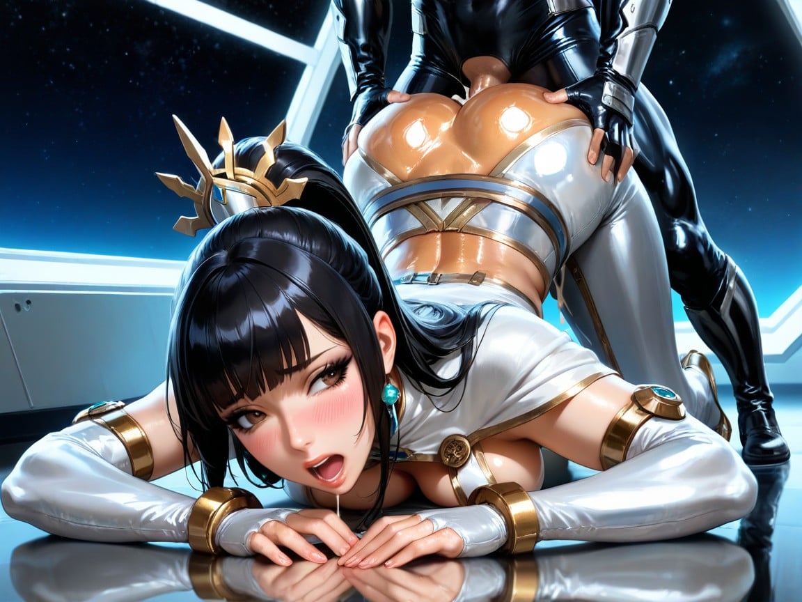 Glossy Lips, Mascara, Oiled Clothes Hentai AI Porn