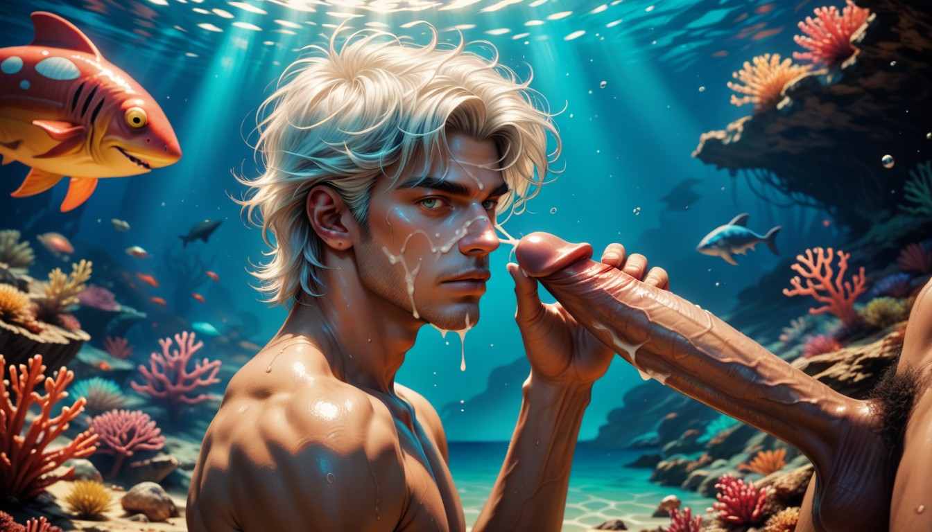 Swimming, Digital Illustration, Full Body AI Gay Porn