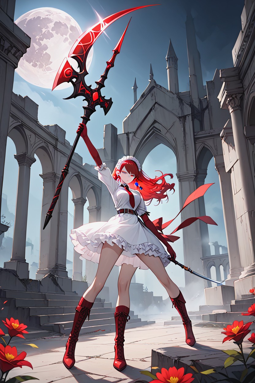 Frilled Hairband, Hitting, Scarlet Mist Hentai AI Porn
