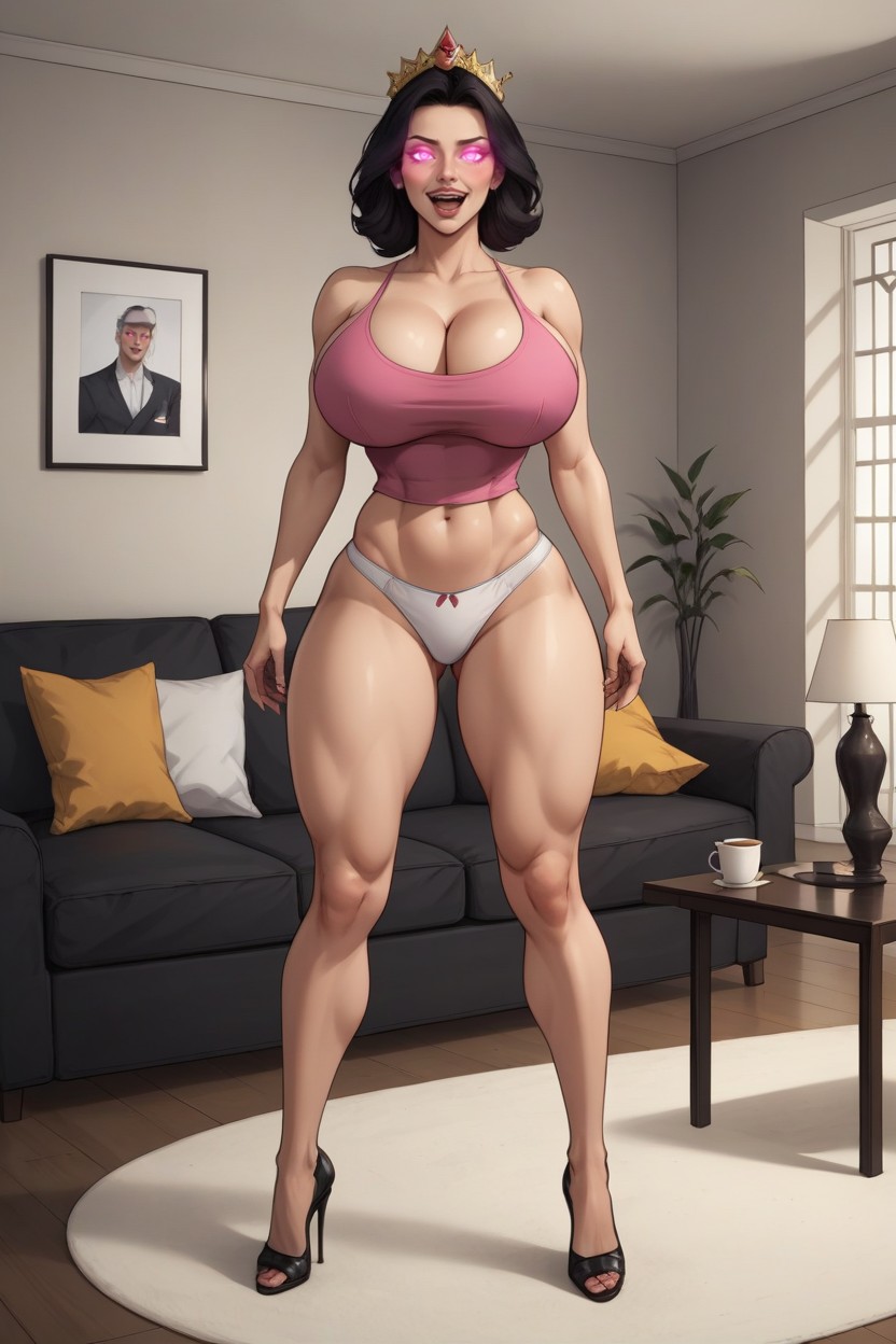 Mouth Open, Horny, Living Room MILF AI Porn