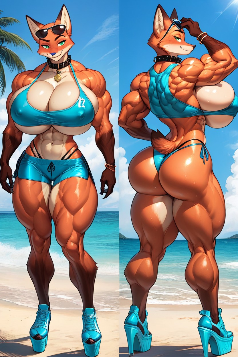 Fluffy Fur, Multiple Views, Cleavage Furry AI Porn