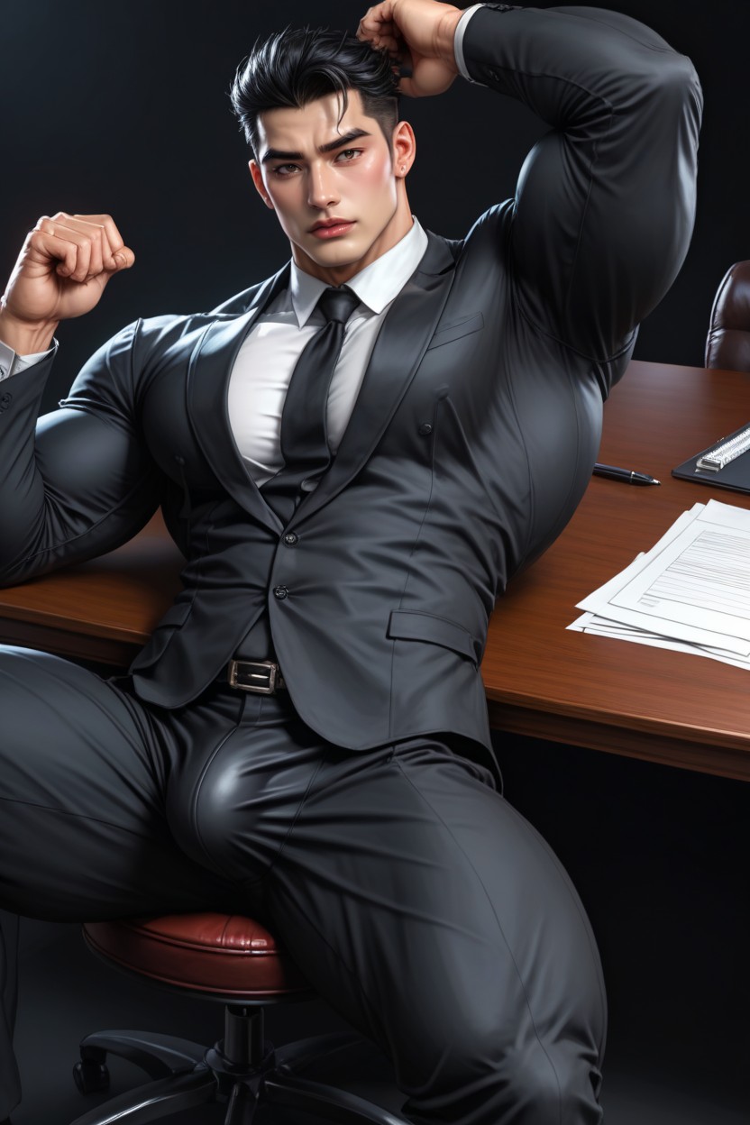 Thick Thighs, Well Defined Korean Man Highly Detailed, Super Thick Thighs AI Gay Porn