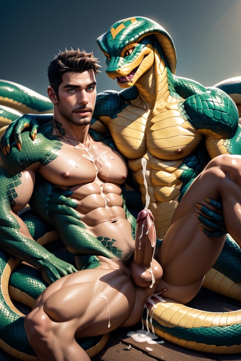 Skin With Scales, Wide Angle, Surreal AI Gay Porn