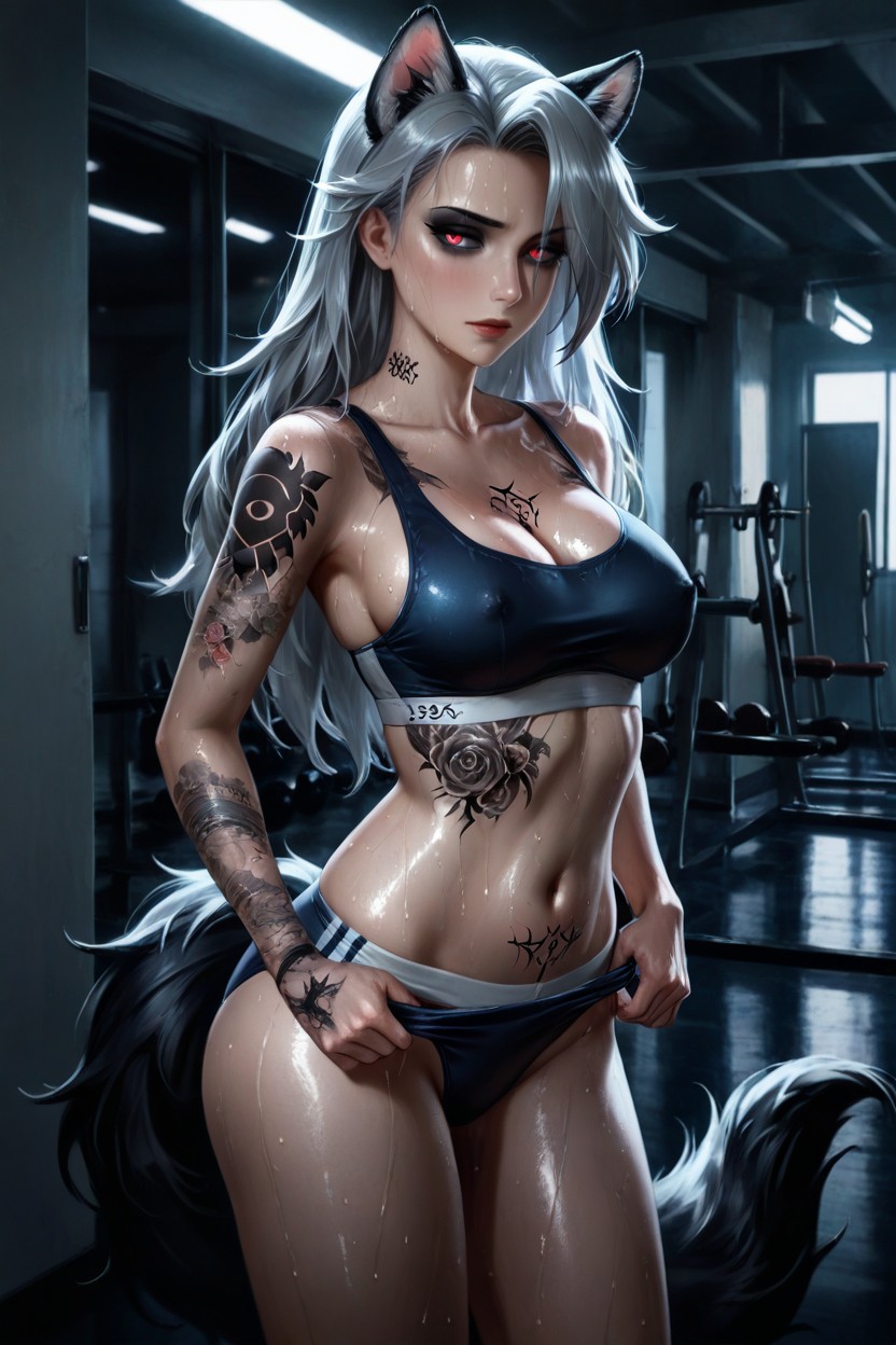 Tail, Chest Tattoos, Standing Hentai AI Porn