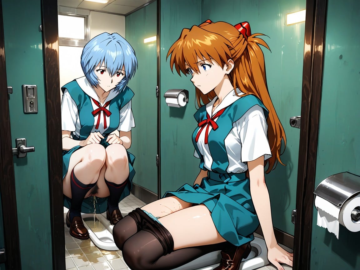 Squatting, Dripping Urine, Vista Lateral Hentai IA