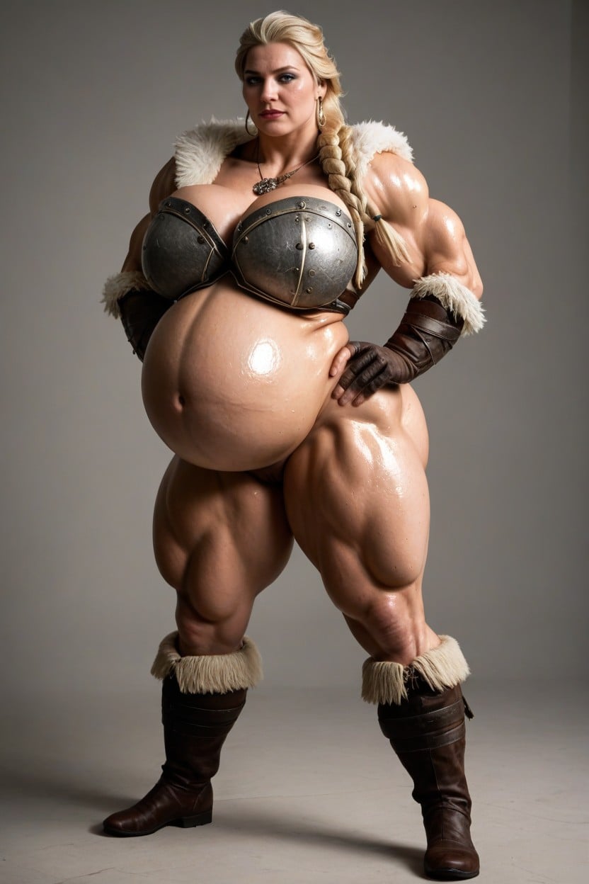 Giant Serratus Anterior, Extremely Prominent Biceps, Extremely Tall AI Porn