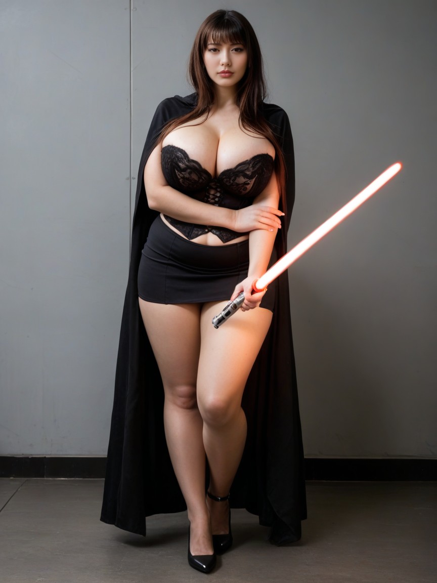 Peerless Beauty, Black Long Cloak, Bangs AI Porn