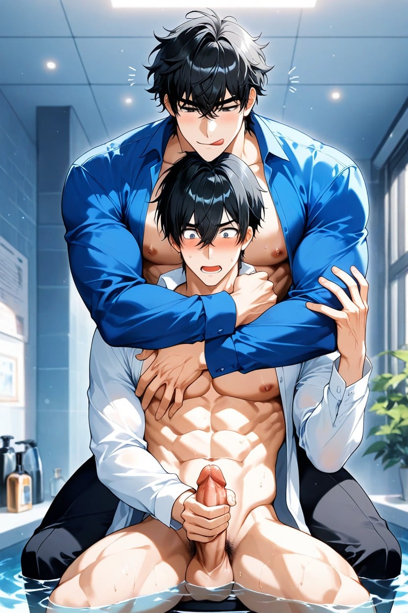 Hands Raised, Surprised, Bangs Slightly Tossed To Both Sides AI Gay Porn