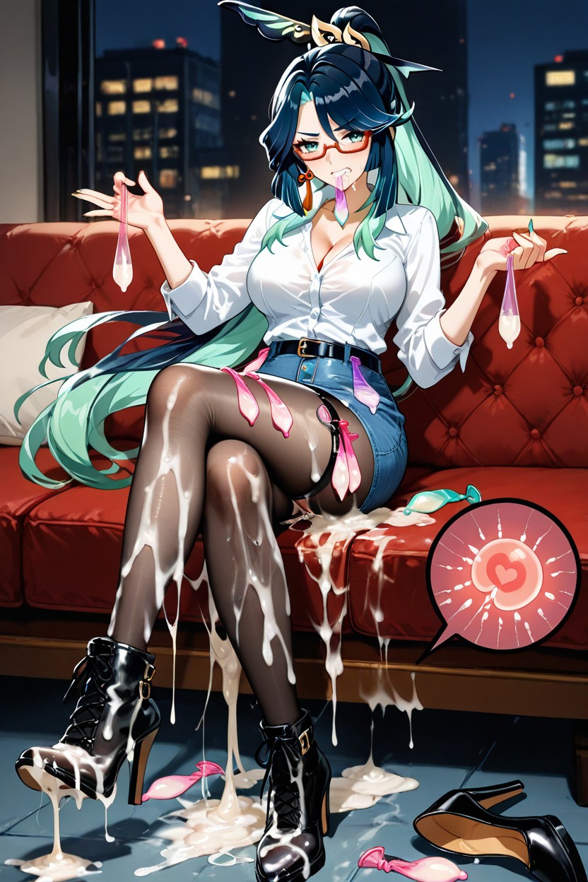 Cum On Hair, Heel Raised, Foot Stepping Into Semen Soaked High Heels Hentai IA