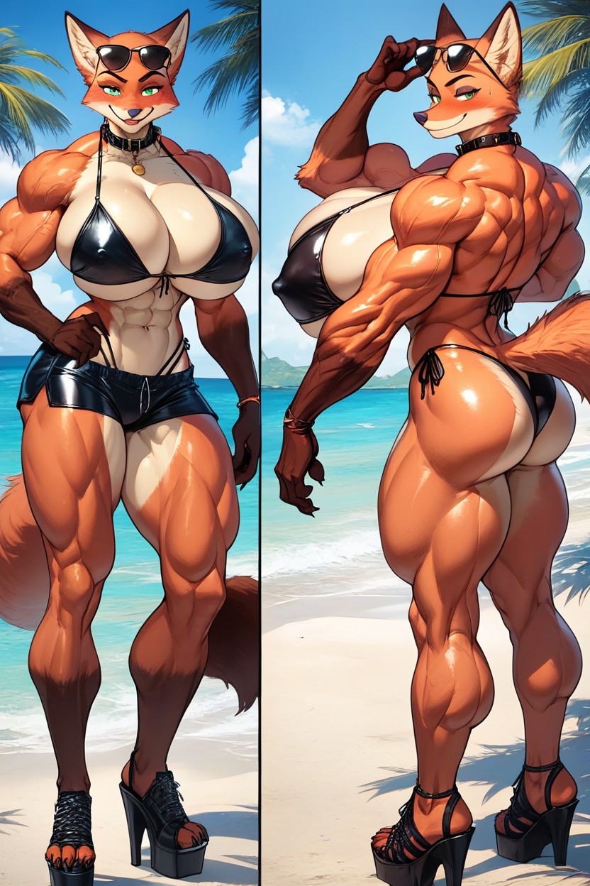 Seductive, Nick Wilde Female, Breasts Growth Comic Furry AI Porn
