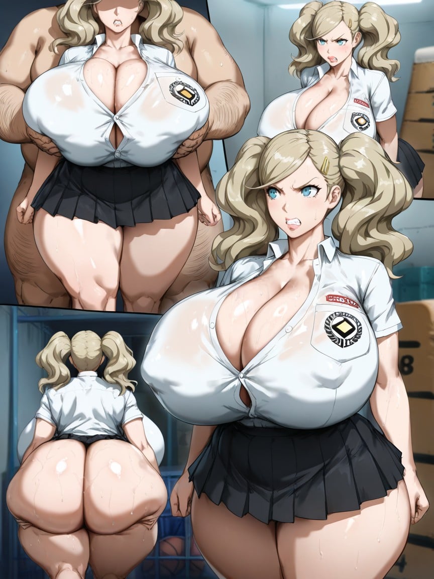 Fat Man Groping Her Breasts, Kunaboto Style, Blonde Hair AI Porn