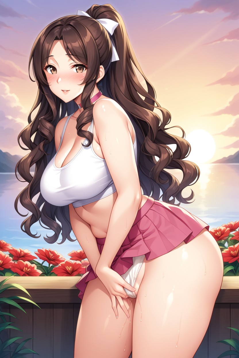 Curvy Body, Curly, Exposed Thighs Hentai AI Porn