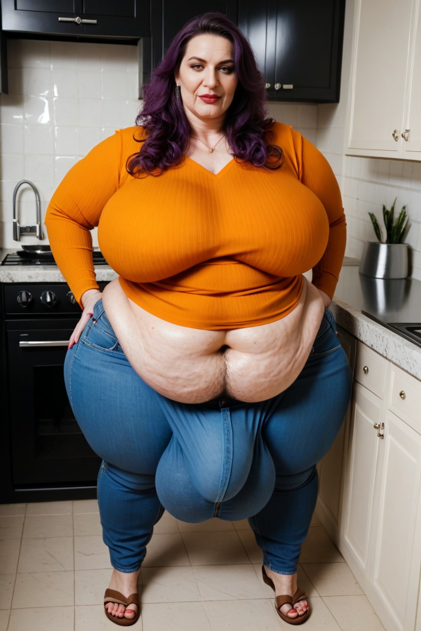 Impossibly Huge Ass, Big Belly, Indoors AI Porn