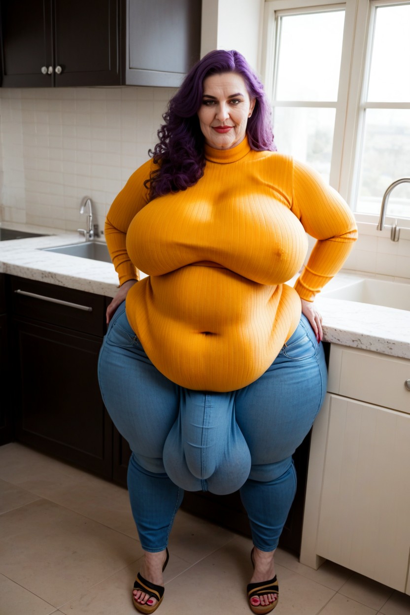 Pelo Morado, Foreskin Bulge, Hyper Wide Penis Under Clothing Porno IA