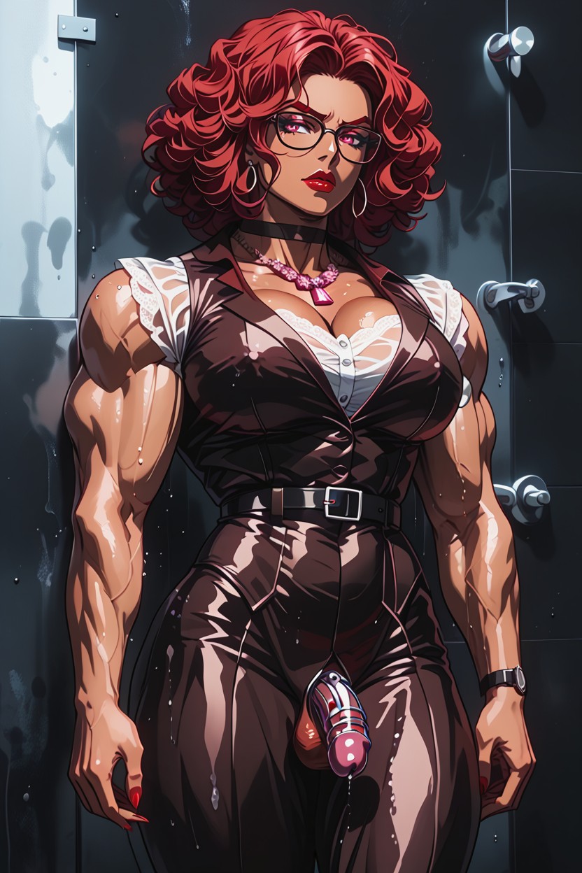 Long Curly Ponytail, Beautiful Abdominal Muscles, Round Buttocks ニューハーフAIポルノ