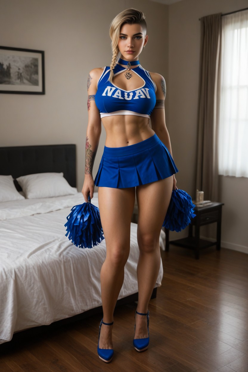 Lean Fit Thighs, Beautiful Tomboy, Stomach Tattoo AI Porn
